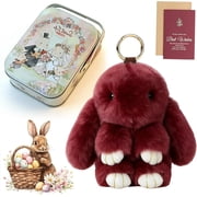 Bunny Lulu Keychain with Tin , 2026 New Handmade Soft Plush Bag Charm & Easter Gift with Metal Box