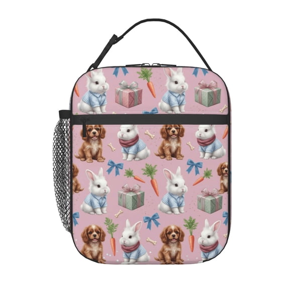Bunny Lunch Bag Cute Cartoon Pattern Reusable Cooler Tote With Front ...