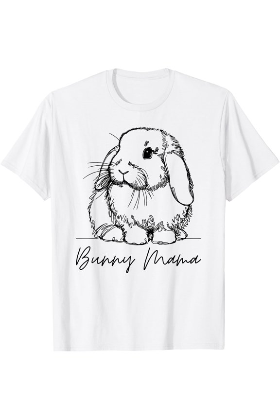 Bunny Mama Holland Lop Mom Cute Lop Rabbit Line Art T-Shirt