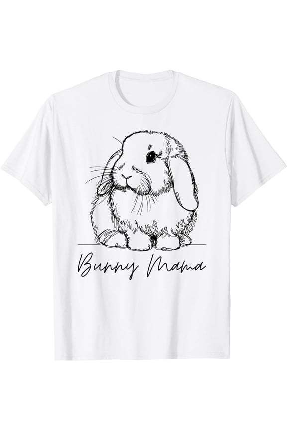 Bunny Mama Holland Lop Mom Cute Lop Rabbit Line Art T-Shirt