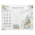 thumbnail image 1 of Bunny Milestone Blanket, Watercolor Print of Spring Flowers in a Chest and Rabbit Animal Design, Growth Chart with Custom Names Photo Background, 60" x 80", Beige and Pale Turquoise, by Ambesonne, 1 of 6