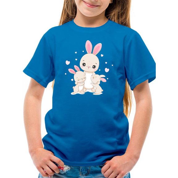 Bunny Mom And Babies T-Shirt Juniors -Image by Shutterstock, Large