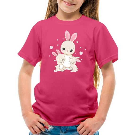 Bunny Mom And Babies T-Shirt Juniors -Image by Shutterstock, Large