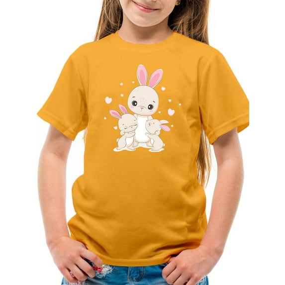Bunny Mom And Babies T-Shirt Juniors -Image by Shutterstock, Medium