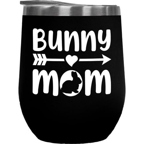 Bunny Mom - Easter Day, Black 12oz Wine Tumbler