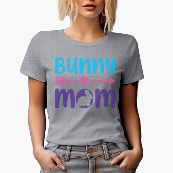 Bunny Mom, Easter Day, Heather Grey T-Shirt, Small