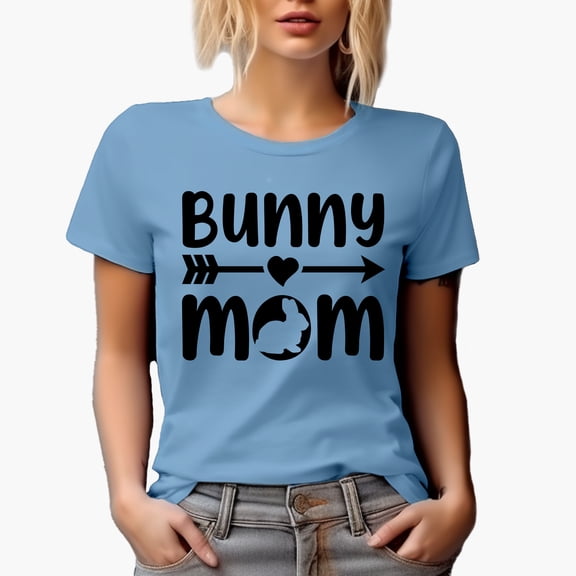 Bunny Mom, Easter Day or Sunday, Baby Blue T-Shirt, Large