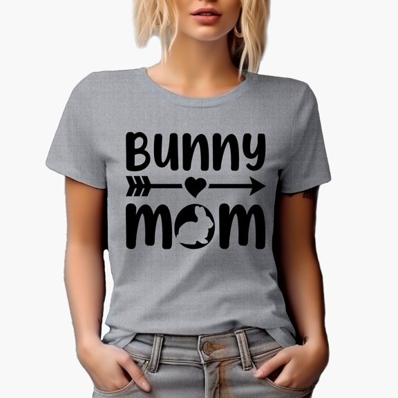 Bunny Mom, Easter Day or Sunday, Heather Grey T-Shirt, XL