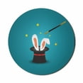 thumbnail image 1 of Bunny Mouse Pad for Computers, Magicians Hat with Rabbit Ears and a Magic Wand Star Motifs Tricky, Round Non-Slip Thick Rubber Modern Gaming Mousepad, 8" Round, Petrol Blue Multicolor, by Ambesonne, 1 of 2