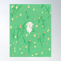 Bunny Munching On A Strawberry Poster Wall Art, Modern Wall Decor For Living Room Bedroom, 24x36 UNFRAMED