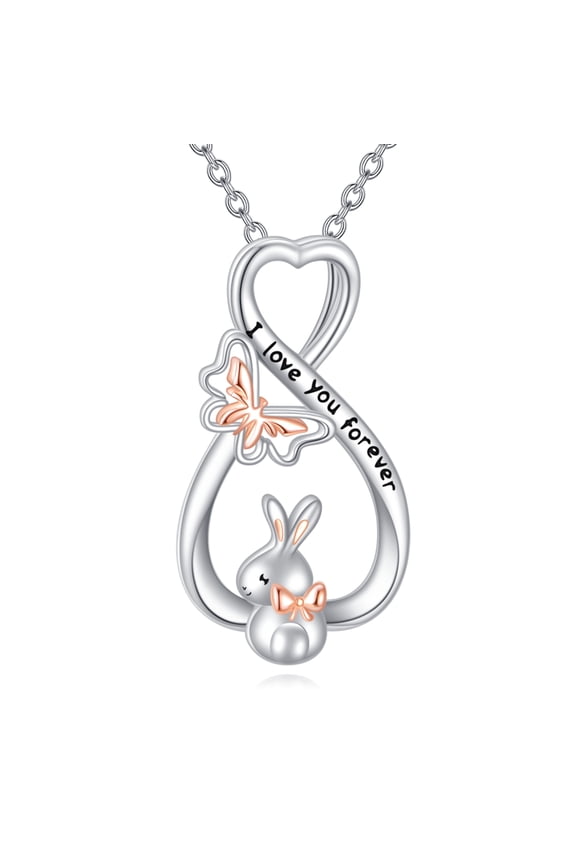 Bunny Necklace S925 Sterling Silver Rabbit Pendant Necklaces Bunny I Love You Forever Easter Jewelry Gifts for Women Rabbit Lover