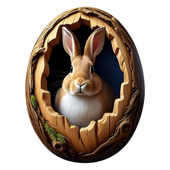 Bunny in Nest Hanging Ornament, Christmas/Easter/Halloween/Daily Tree Decoration, Flat Owl Gifts for Grandparents, Parents, Kids, Neighbors, Friends Owl Ornaments for Christmas Tree