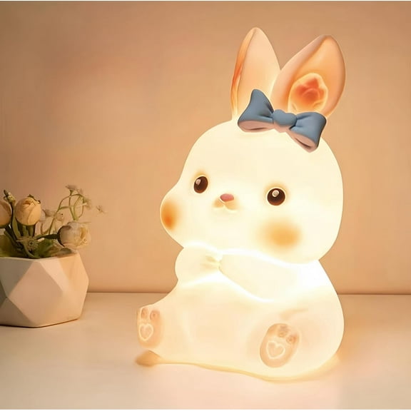 Bunny Night Light - Big Face Rabbit Design, Dimmable & Rechargeable, Perfect for Room Decor