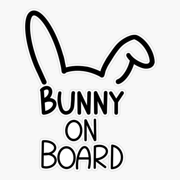 Bunny On Board Design With Flopped Bunny Ears Er, Phone Decal Water Bottle Stickers Car Decals, Funny Birthday Gift