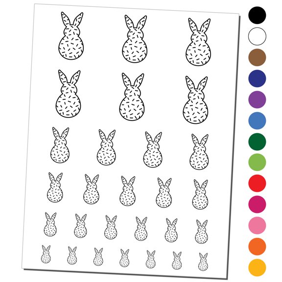 Bunny Pattern Sprinkles Easter Rabbit Water Resistant Temporary Tattoo Set Fake Body Art Collection - Orange