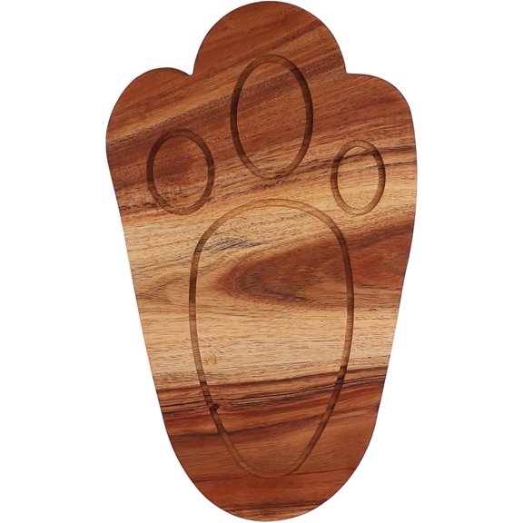 Bunny Paw Shaped Wooden Serving Board, Wood Cutting Board for Kitchen, Funny Wooden Charcuterie Boards, Easter Serving Platter for Cheese and Food, 12.6" x 7.1"