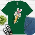 thumbnail image 1 of Bunny Pencil Teacherlife T-Shirt | Cute Teacher Spring Graphic Tee, Kelly, 3XL, 1 of 6