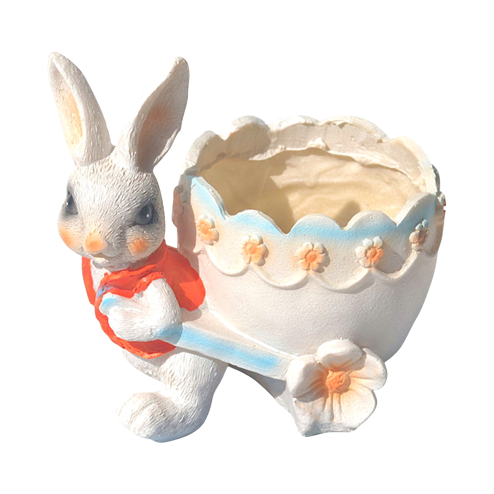 Bunny Planters for Outdoor Plants Rabbit Flower Cart Resin Planter ...
