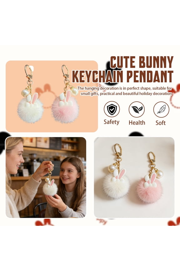 Bunny Plush Bag Keychain Charm Cute Rabbit Keychain Pendant for Backpack Handbag Keys, Soft Plush Easter Accessory Gift for Kids Women Bag Decoration