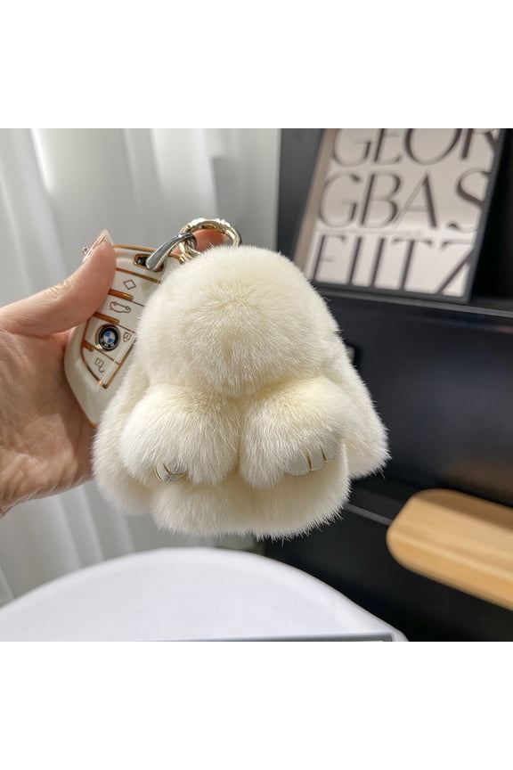 Bunny Plush Keychain Pendant - A cute bunny-shaped plush toy, perfect for Easter, party gifts, and Valentine's Day.(Off-white)