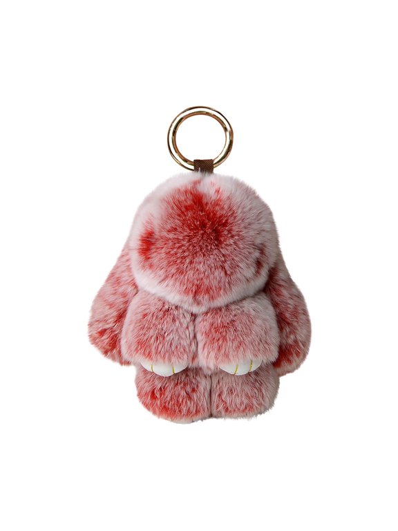 Bunny Plush Keychain key 6" Cute Chains for Women Plush Bag Charm Easter Basket Stuff Mother's Day Gifts Deep Red