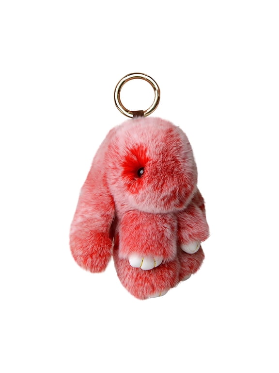Bunny Plush Keychain key 6" Cute Chains for Women Plush Bag Charm Easter Basket Stuff Mother's Day Gifts Red