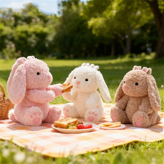 Bunny Plush Stuffed Animal Doll - 12" Soft Cuddly Rabbits Plushie Easter Gift for Women, Cute Decor Bedroom Companion for Boys and Girls 1Pcs Brown