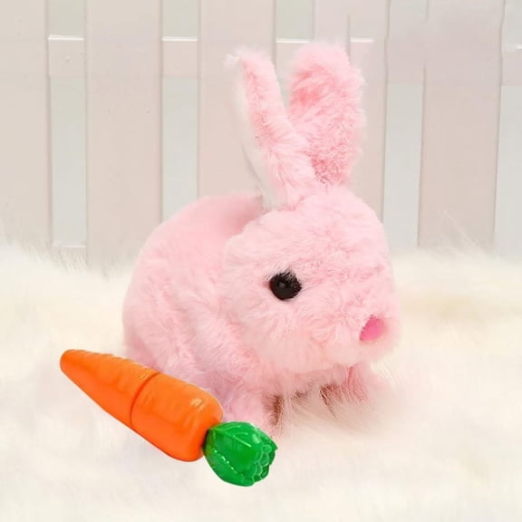 Bunny Plush Toy with Carrot Toy, Interactive Bunny Toy Electronic Hopping Rabbit Toy Walking Bunny Toys with Sounds Wiggle Ears Twitch Nose Bunny Toy for Kids Easter Birthday Gifts