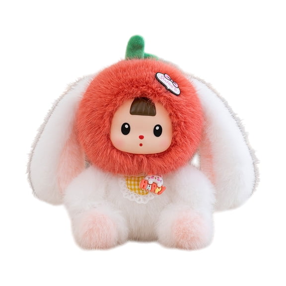 Bunny Plush Toy Red Stuffed Rabbit Doll for Table Desk Decor, Cute Home Shelf Accent, Decorative Gift