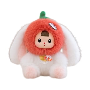 Bunny Plush Toy Red Stuffed Rabbit Doll for Table Desk Decor, Cute Home Shelf Accent, Decorative Gift