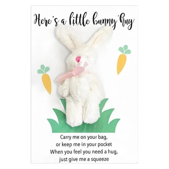 Bunny Pocket Hug, Easter Plush Toy, Handmade Emotional Support Rabbit with Card, Soft Stress Relief Companion