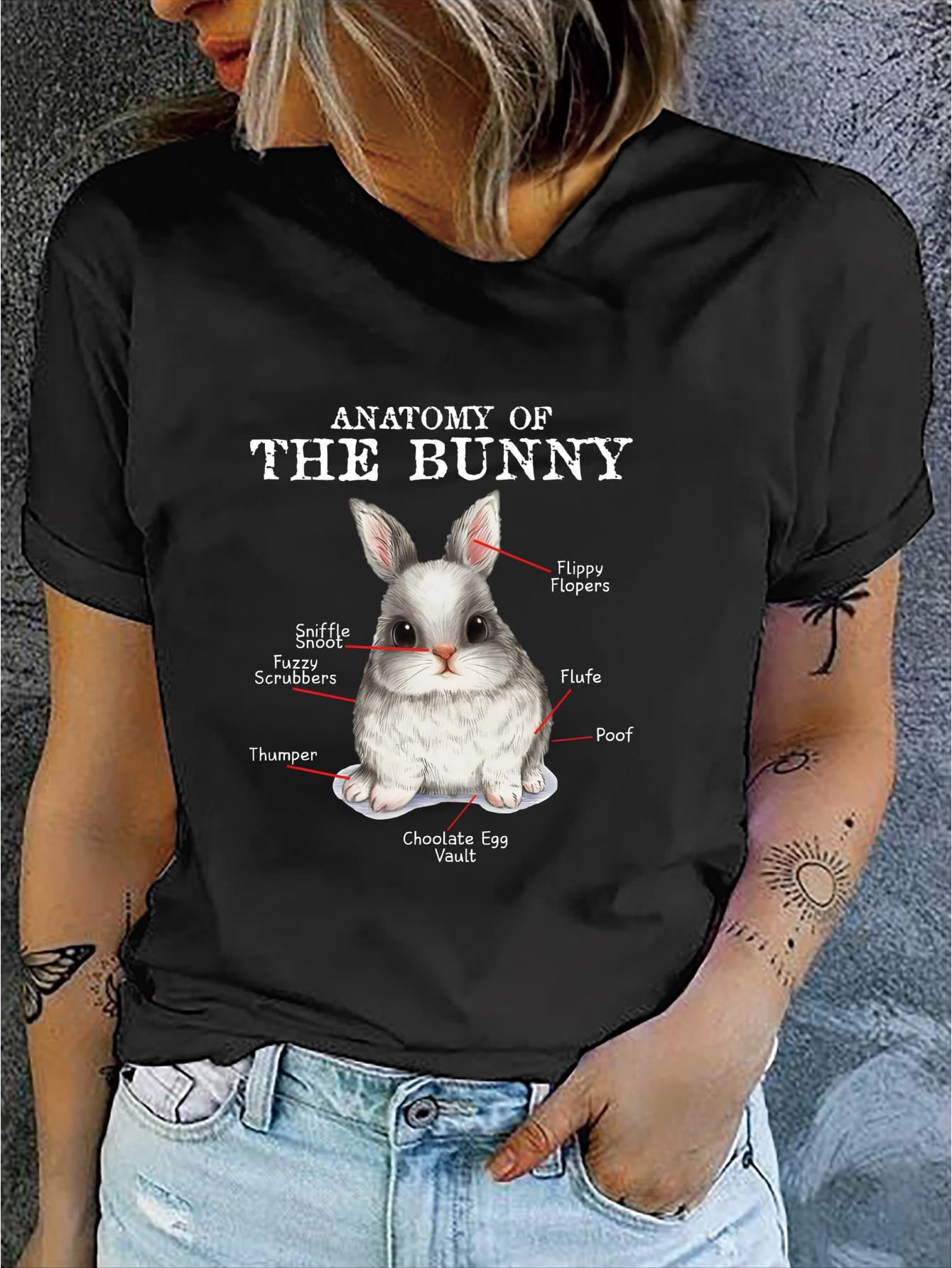 Plus Size Easter Short Sleeve Bunny Print T-shirt
