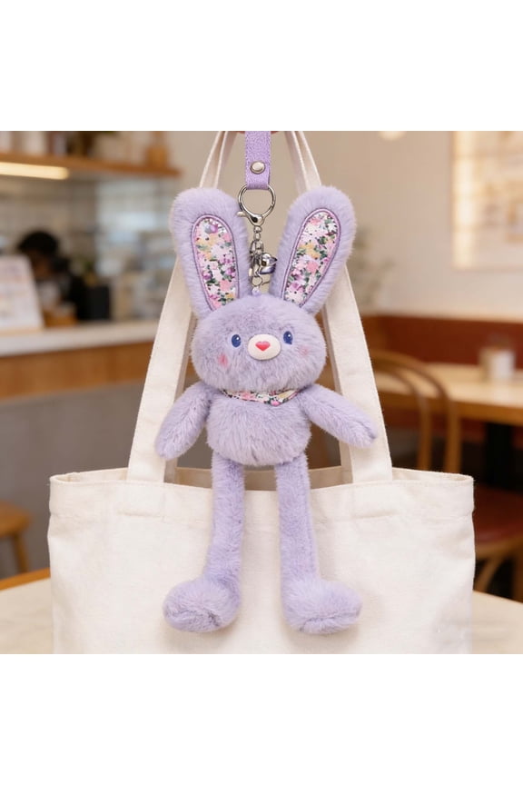 Bunny Pull‑Toy Plush Keychain, 31 Cm Clip‑On Cute Easter Rabbit, Soft Short Fabric, Stain‑Resistant Finish, Interactive Pull Tab Ears And Limbs, Portable Bag Charm Or Travel Decor, Giftable Birthday