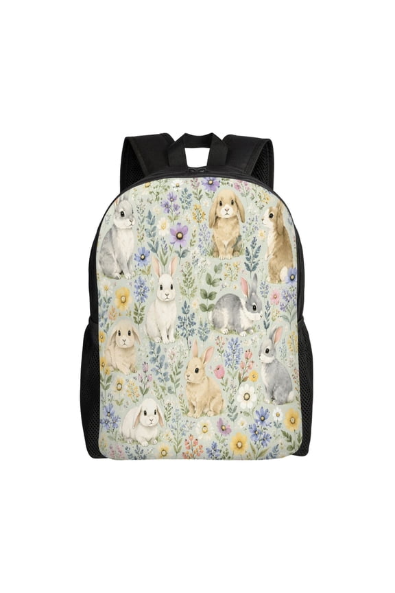 Bunny Rabbit Backpack Full Front Print Travel Laptop Bag for Men and Women