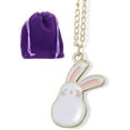 thumbnail image 1 of Bunny Rabbit Cartoonish White with Two Pink Ears on Gold Chain Necklace, 1 of 4