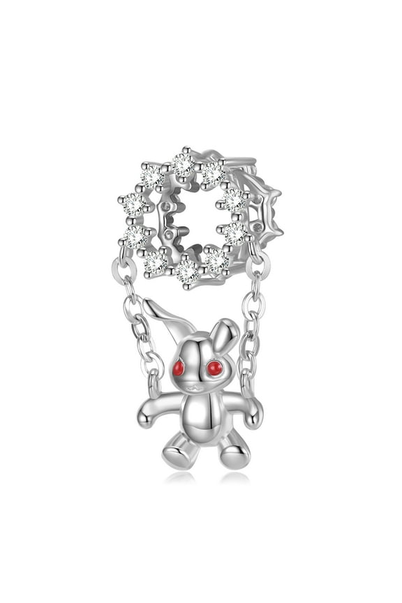 Bunny Rabbit Charm European Bead CZ Sterling Silver Ginger Lyne Collection
