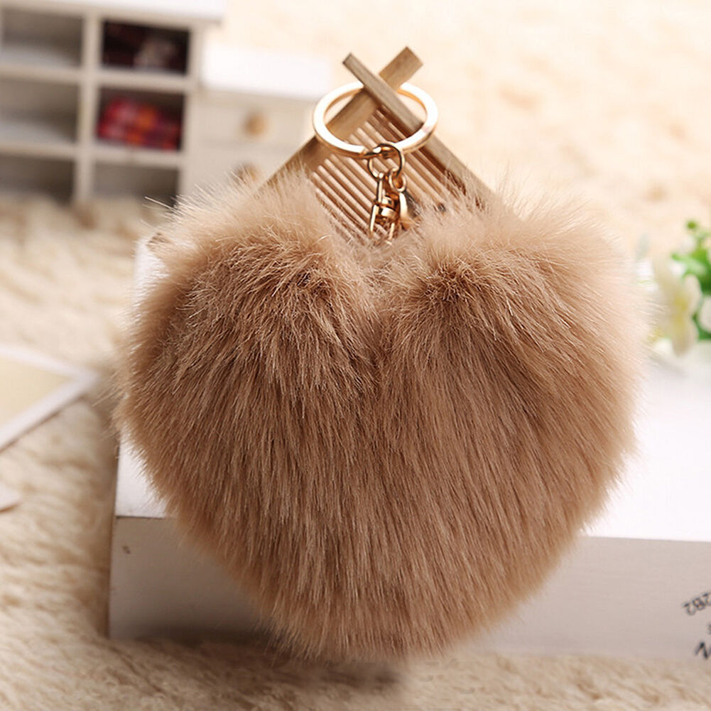 Bunny Rabbit Doll Heart Pom Phone Car Pendant Handbag Key Chain Ring 