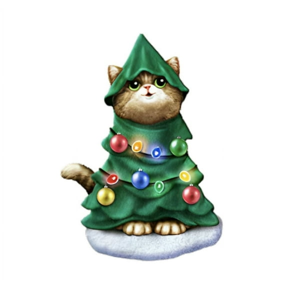 The Bradford Exchange Purr-fect Medleys Figurine Collection Issue #1 Merry Mischief Cat Figurine with Festive Lighting & Plays Melody Christmas Decorations by Kayomi Harai 5-Inches