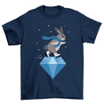 thumbnail image 1 of Bunny Rabbit Ice Skating On Diamond Skater T-Shirt Men Women, 1 of 2