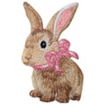 thumbnail image 1 of Bunny Rabbit, Pink Bow, Embroidered, Iron on Patch, 1 of 3