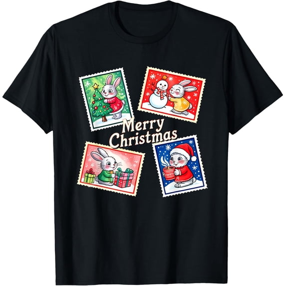 Bunny Rabbit Postage Stamps Lovers Art T-Shirt - Walmart.com