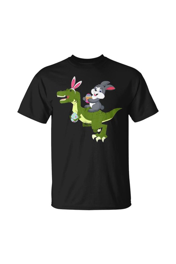 Bunny Rabbit Riding T Rex Dinosaur Easter Egg Unisex TShirt