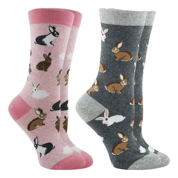 Bunny Rabbit Socks 2-Pack (Blush Heather/Charcoal Heather, Medium)