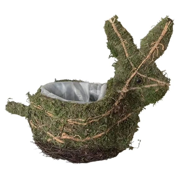 Bunny Rabbit Straw Woven Flower Pot 10 Inch Moss Organizerter Decorative Indoor Organizert Container for Succulents Easter Spring Home Decor Green 1 Pack