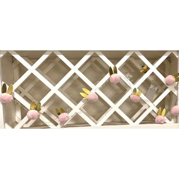 Bunny Rabbit String Lights, 5.1ft Pompom Balls Indoor Fairy String Lights Bedroom, Party and Nursery Decor (Pink)