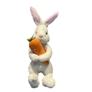Bunny Rabbittuffed Plush Doll, Easter White Rabbittuffed Bunny Animal with Carrotoft Lovely Realistic Long-Earedtanding Plush Toys for Adults, Birthday Party Gift