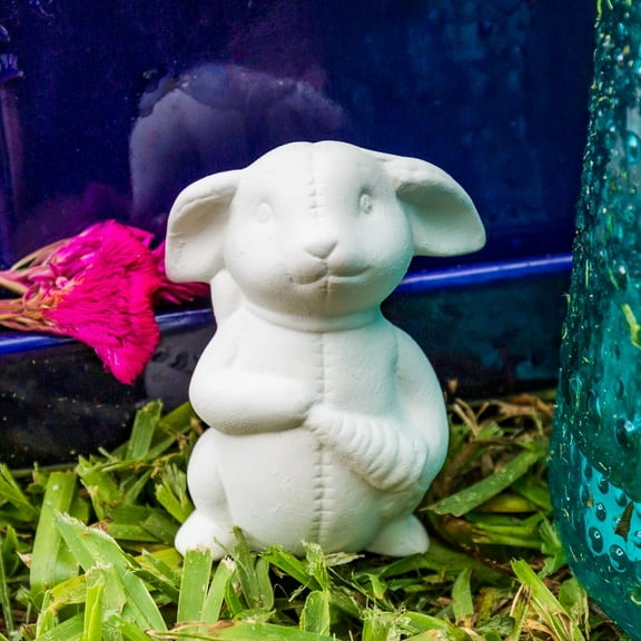 Bunny Rabbit With Carrot 2.7" IN STOCK Ceramic Bisque Ready To Paint Pottery