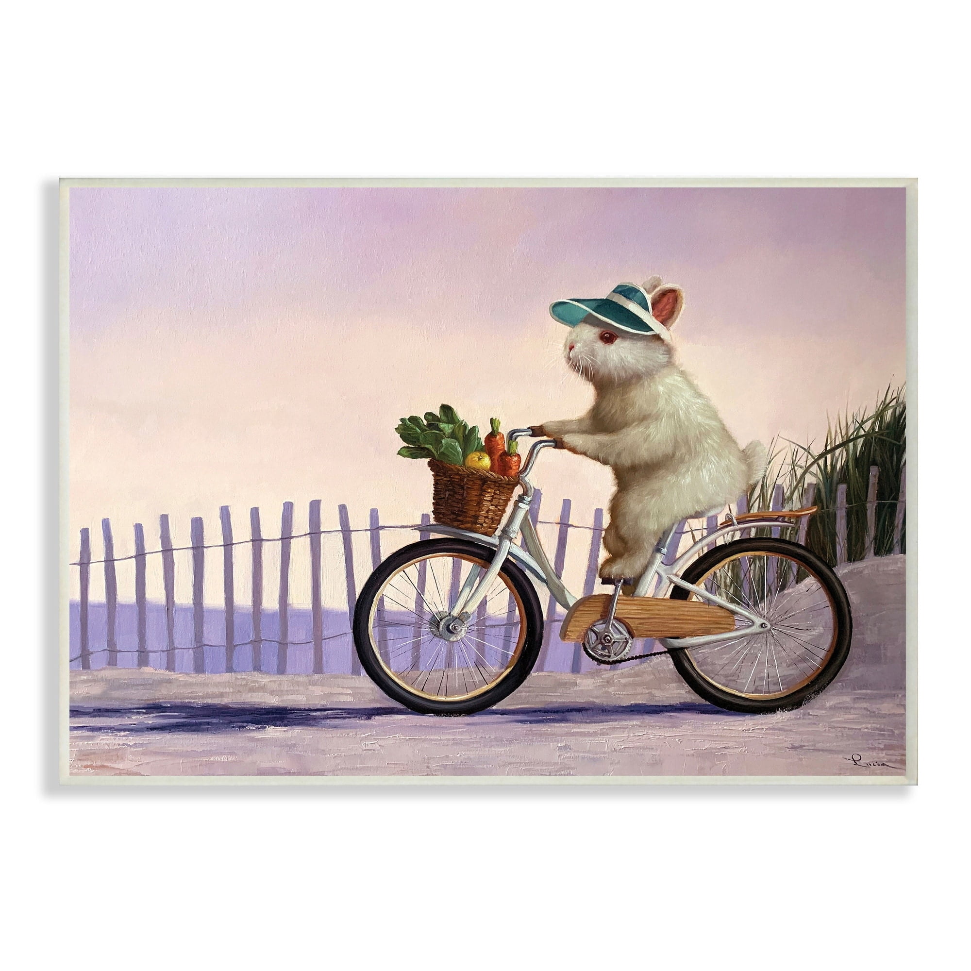 Stupell Industries Bunny Rabbit on Bike by Nautical Beach,13 x 19,Designed by Lucia Heffernan
