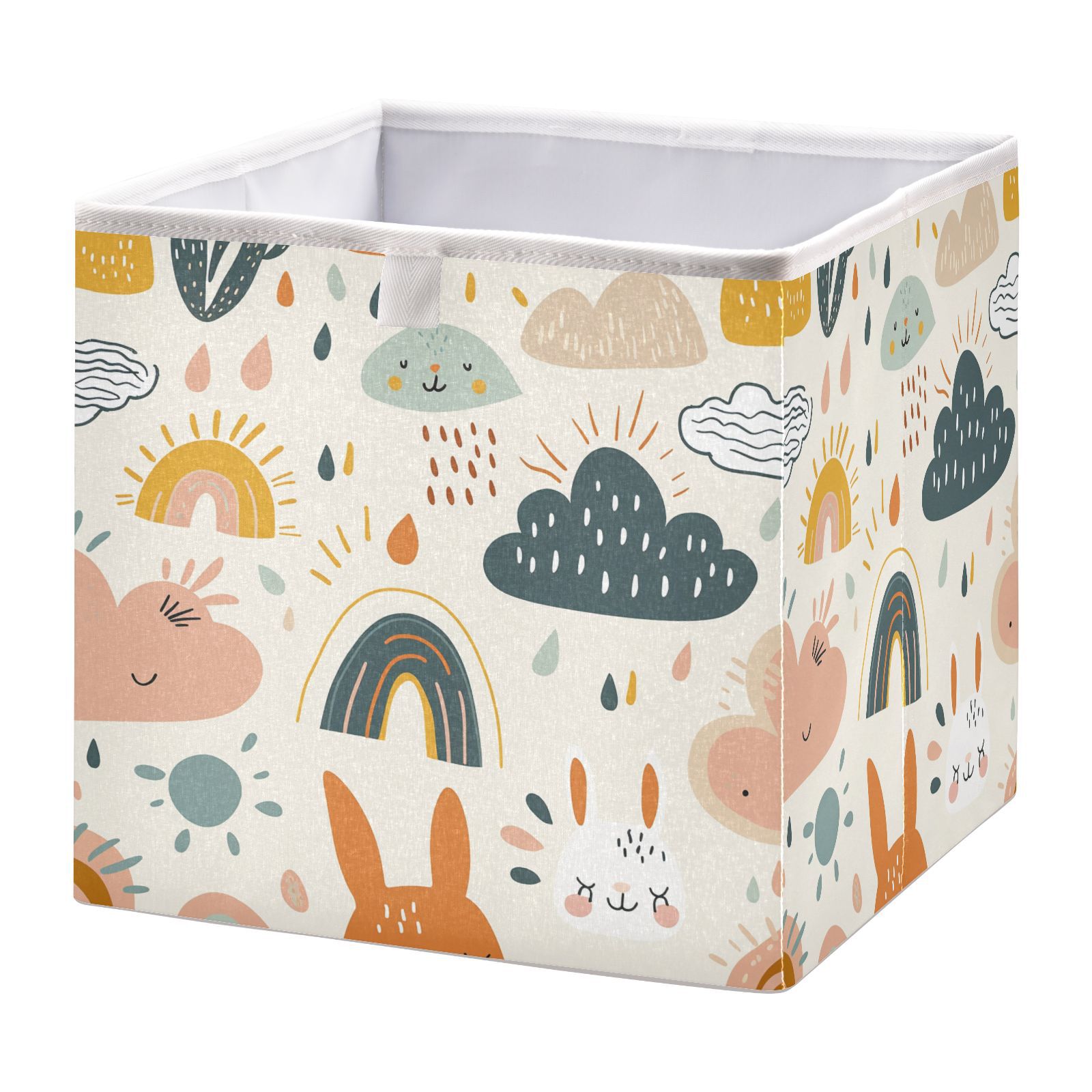 Bunny Rabbits Storage Box, Fabric Cube Storage Box, Collapsible Storage