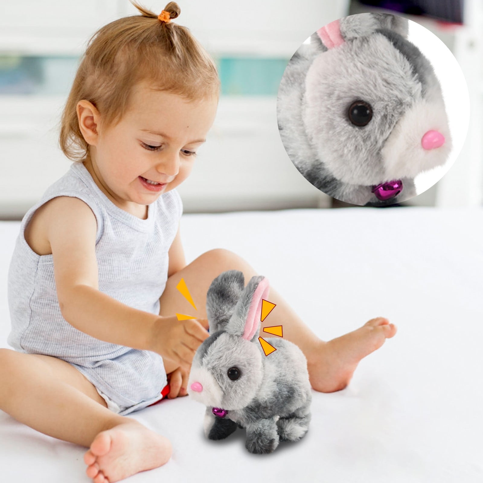 Bunny Realistic Bunny Hopping Rabbit Interactive Electronic Pet Plush ...